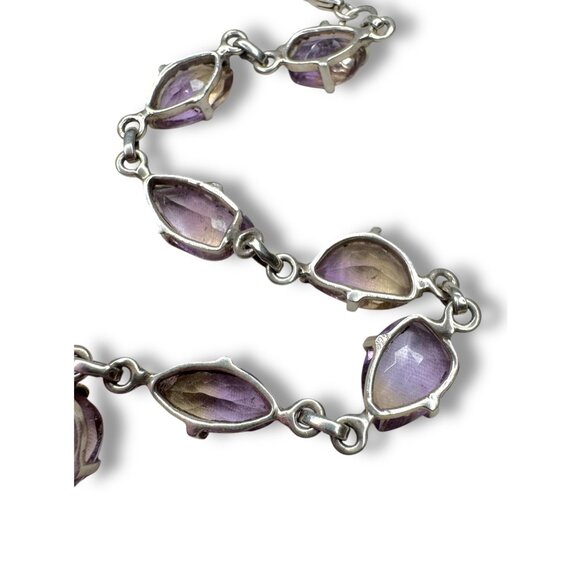 Vintage Sterling Silver Bi-Color Tanzanite Bracelet 8"-8.25" 11.21 Grams - Picture 8 of 10